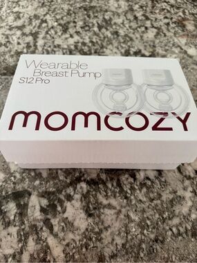 Momcozy Wearable Breast Pump S12 Pro - White with Burgundy Logo